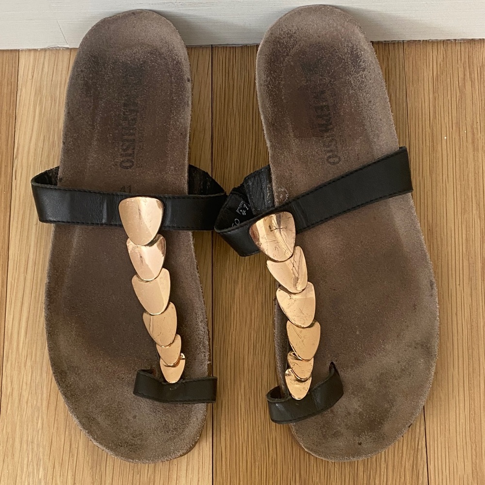 Mephisto Black and Gold Women's Sandals